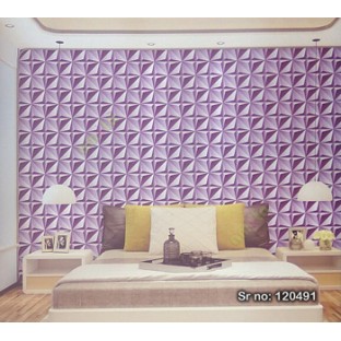 Purple beige color geometric star sharp edges carved designs 3D pattern pyramid valley home décor wallpaper