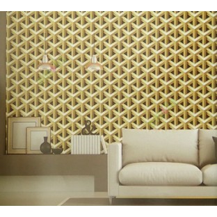 Black yellow beige color geometric vertical weaving pattern bold lines three pathways patterns home décor wallpaper
