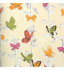 Purple yellow green maroon beige color beautiful natural kids collection butterfly hanging plants leaf colorful designs home décor wallpaper