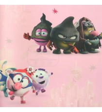 Pink black grey blue pink purple red color cartoons animal cartoons pigs old type palace kids home décor wallpaper