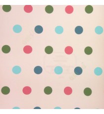 Blue pink green grey color geometric kids collection circles big polka dots colourful balls for baby home décor wallpaper