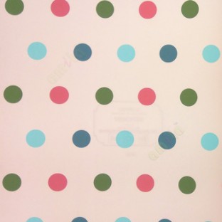 Blue pink green grey color geometric kids collection circles big polka dots colourful balls for baby home décor wallpaper