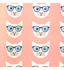 Orange blue black grey pink color complete cat face pattern eye glass cartoon kids home décor wallpaper