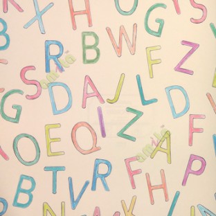 Green blue orange beige purple color alphabets A to Z capital letters for drawing learining letters home décor wallpaper