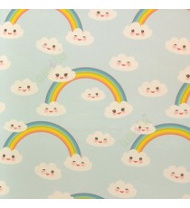 blue white brown yellow pink black color cute clouds wink eyes beautiful rainbow kawaii funny white clouds set home décor wallpaper