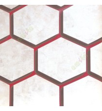 Red black beige color geometric hexagon honeycomb pattern wallpaper