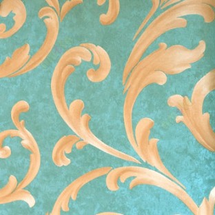 Blue gold color beautiful grand look carved finished swirls pattern texture finished background wallpaper