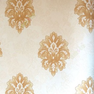 Beautiful damask pattern beige gold color self design carved and texture finished wallpaper