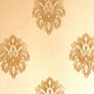 Beautiful damask pattern gold beige color self design carved and texture finished wallpaper