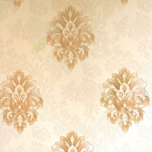 Beautiful damask pattern brown gold color self design carved and texture finished wallpaper