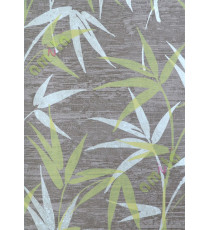 Green brown silver natural bamboo leaf home décor wallpaper for walls