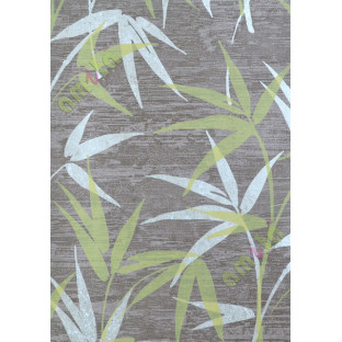 Green brown silver natural bamboo leaf home décor wallpaper for walls