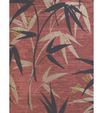Black maroon brown natural bamboo leaf home décor wallpaper for walls