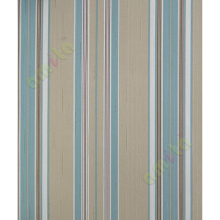 Blue brown silver vertical pencil stripes home décor wallpaper for walls