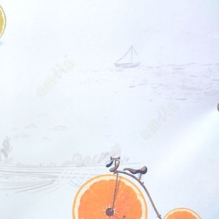 Natural orange and lemon slices wheel cycle metal body spring seat girls and boys cycle texture finished surface flying self color birds ocean flower wallpaper