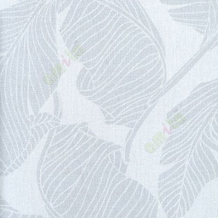Grey cream color big leaf with stem traditional look natural finished and feel wallpaper