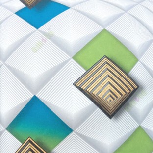 3D illusion geometric shapes circles blue green grey gold black parallel square core wallpaper