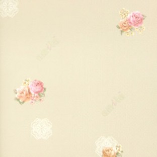 Pink brown green color beautiful small roses leaf and small japanese flower traditional design damask texture background home décor wallpaper