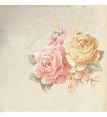 Pink green beige gold color beautiful roses leaf daisy flower pattern flower twig self design traditional designs swirls home décor wallpaper