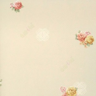 Red yellow gold green pink color beautiful small roses leaf and small japanese flower traditional design damask texture background home décor wallpaper