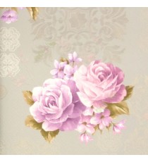 Purple green grey gold color beautiful roses leaf daisy flower pattern flower twig self design traditional designs swirls home décor wallpaper