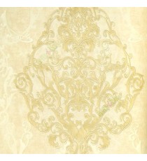 Gold beige color traditional big damask flower leaf swirls design block designs texture background self design home décor wallpaper