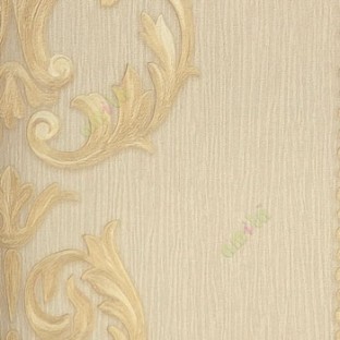 Gold beige color traditional vertical damask swirl lines polka dots vertical borders flower floral swirls texture trendy lines home décor wallpaper