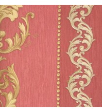 Red brown gold color traditional vertical damask swirl lines polka dots vertical borders flower floral swirls texture trendy lines home décor wallpaper