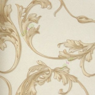 Brown beige gold color beautiful and big size floral swirls flower leaf pattern traditional design flowing leaf home décor wallpaper