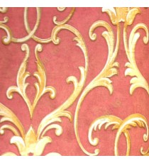 Red gold beige color natural floral swirls traditional design texture finished background horizontal lines home décor wallpaper