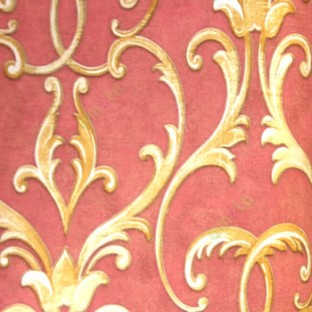 Red gold beige color natural floral swirls traditional design texture finished background horizontal lines home décor wallpaper