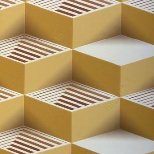 Yellow-brown beige color abstract geometric square step blocks L-shaped bold lines solids blocks home décor wallpaper