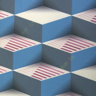 Blue pink grey beige color abstract geometric square step blocks L-shaped bold lines solids blocks home décor wallpaper