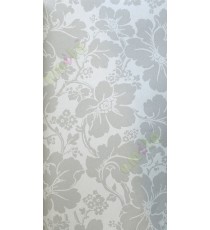 Grey half white self design motif floral home décor wallpaper for walls