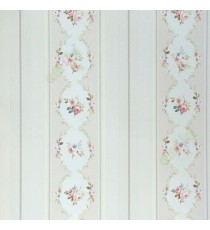 Purple green white pink maroon color vertical bold stripes with Traditional flower oval shaped vertical stripes texture lines wallpaper