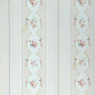 Purple green white pink maroon color vertical bold stripes with Traditional flower oval shaped vertical stripes texture lines wallpaper