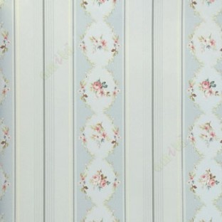 Blue grey green purple white color vertical bold stripes with Traditional flower oval shaped vertical stripes texture lines wallpaper