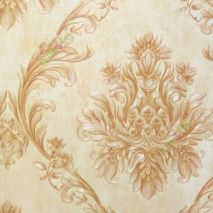 Traditional big damask design brown beige gold embossed carved pattern palace decorative wallpaper