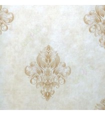 Brown gold beige color small size damask pattern embossed designs carved designs line wallpaper