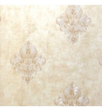 Brown beige gold color small size damask pattern embossed designs carved designs line wallpaper