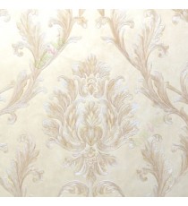 Big damask pattern carved finished in gold beige brown color traditional designs wallpaper
