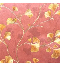 Natural maroon gold beige color beautiful floral pattern long stem support leaf designs wallpaper