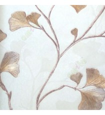 Natural beige brown gold color beautiful floral pattern long stem support leaf designs wallpaper