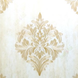 Big carved finished damask design traditional gold cream single big design with texture background wallpaper