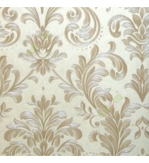 Brown beige color traditional damask carved finished embossed patterns wallpaper