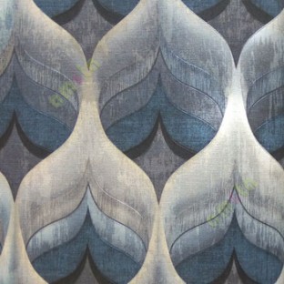 Blue black beige brown color big ogee design traditional texture carved finished wallpaper