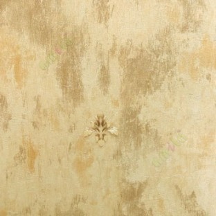 Gold brown color small damask pattern embossed carved texture wallpaper