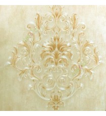 Gold beige color big damask pattern texture finished traditional look wallpaper