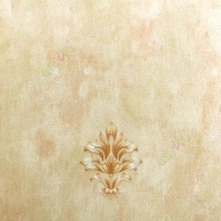 Gold beige color small damask pattern embossed carved texture wallpaper