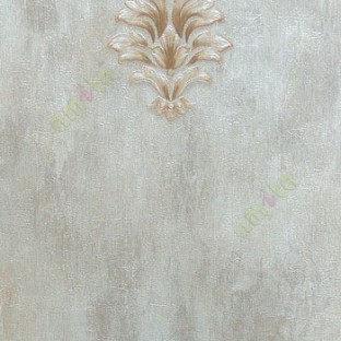 Brown gold beige color small damask pattern embossed carved texture wallpaper